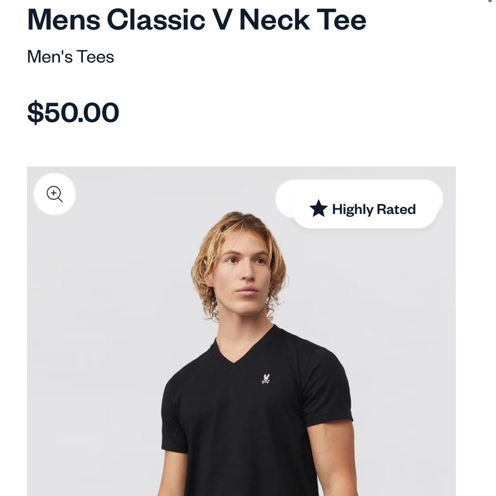 Psycho Bunny Men’s Classic V Neck Tee Black